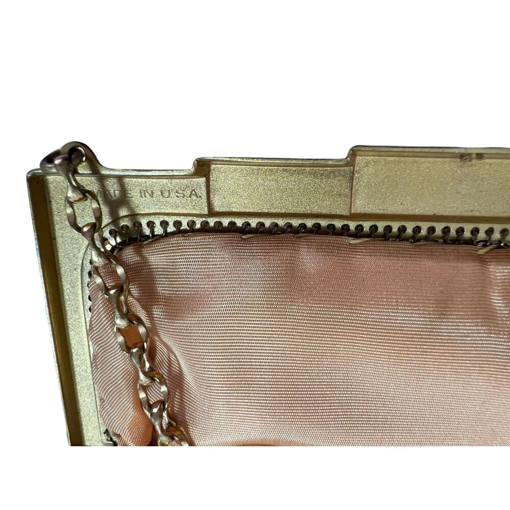 Whiting & Davis 1940's Vintage Gold Mesh Fringed Evening Handbag - Picture 2 of 9